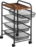 5 Tier Rolling Cart with Mesh Drawers and Wheels K9848