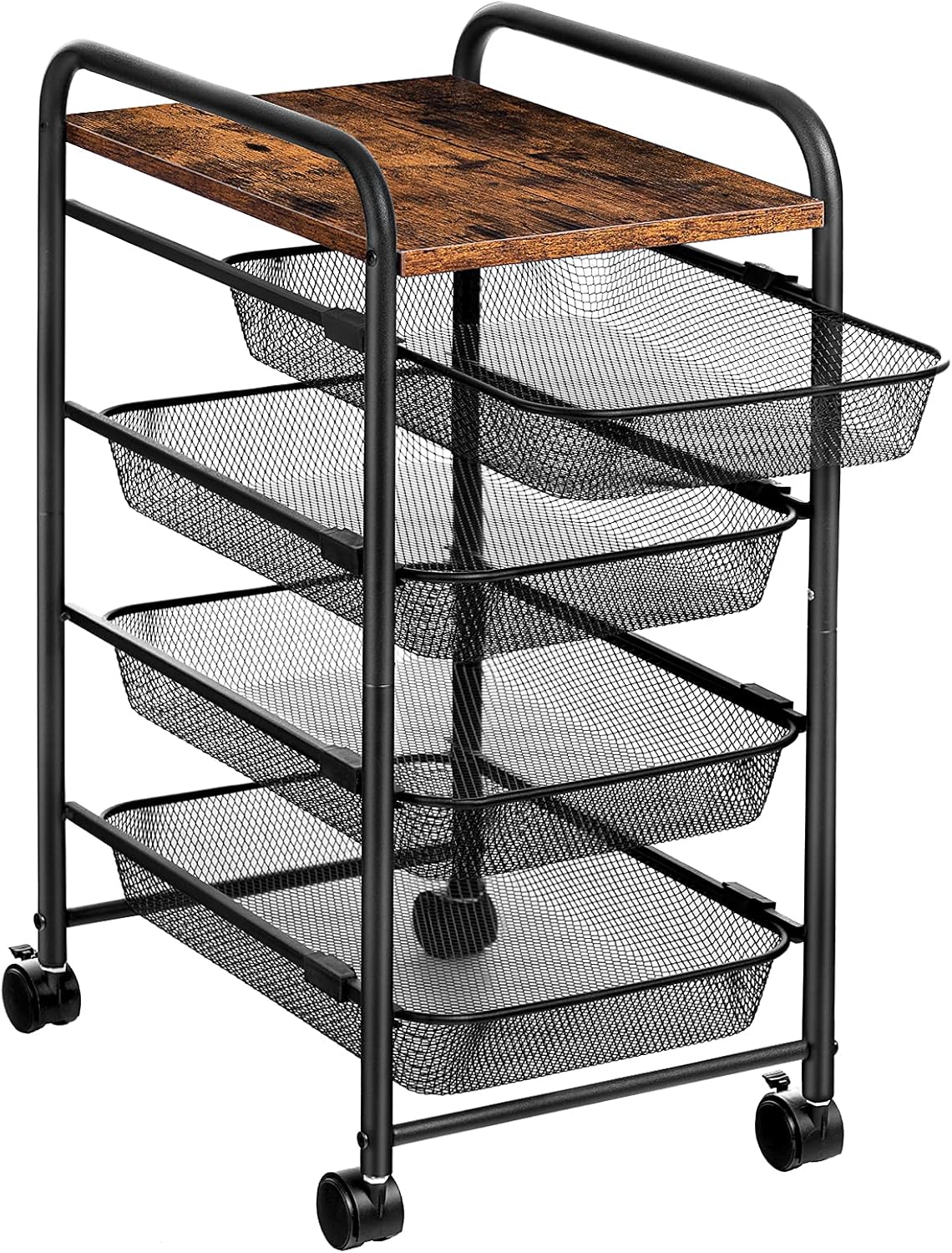 5 Tier Rolling Cart with Mesh Drawers and Wheels K9848