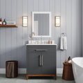 Dark Gray Single Sink Bathroom Vanity with White Engineered Stone Top V7754