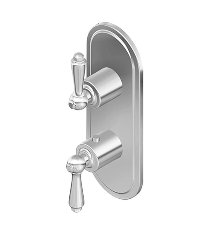 Two Hole Vertical Trim Plate with Handle in Polished Nickel Q157953