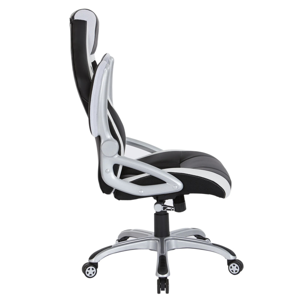 Black Chair with White Trim and Silver Base H53392
