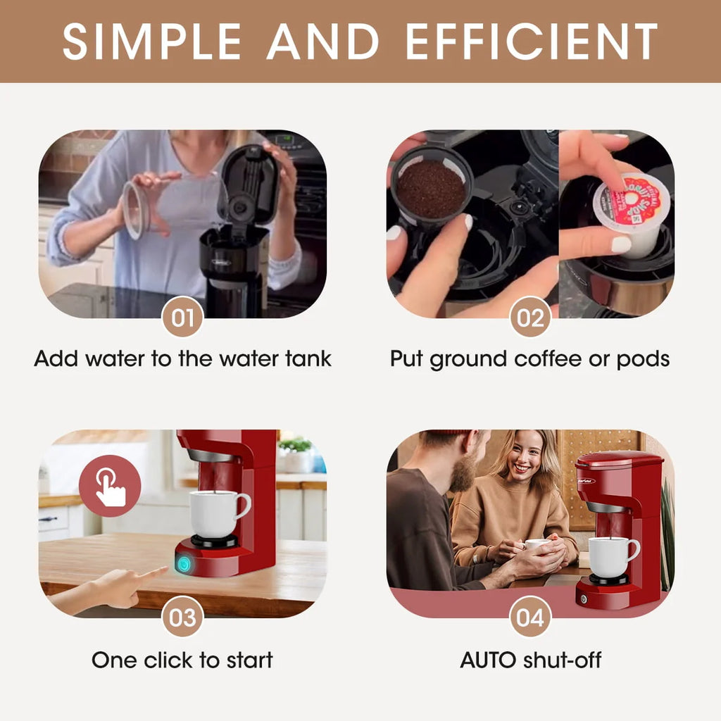 Single Serve Coffee Maker with 30 Oz Detachable Reservoir, Black O595