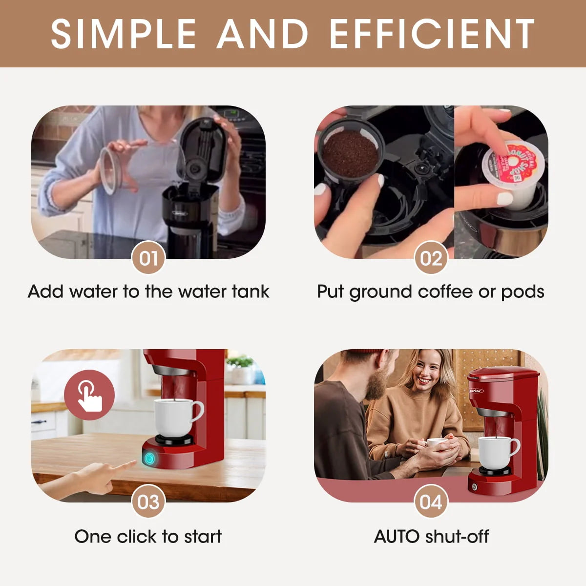Single Serve Coffee Maker with 30 Oz Detachable Reservoir, Black O595