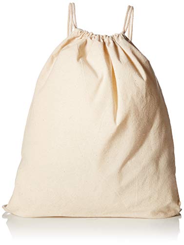 12 Pack Cotton Canvas Drawstring Backpack Bags N961185