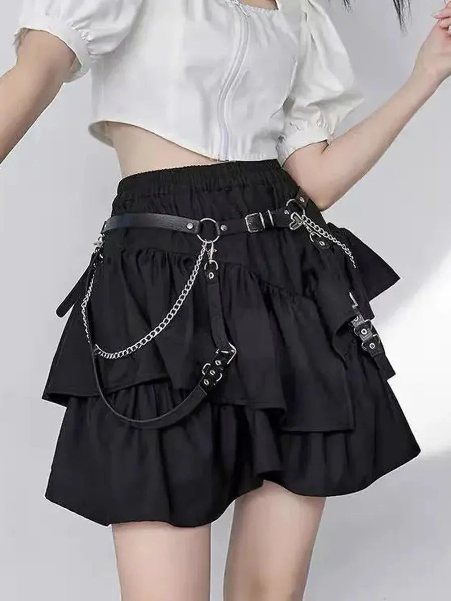 Ruffle Elastic Waistband Skirt L810274