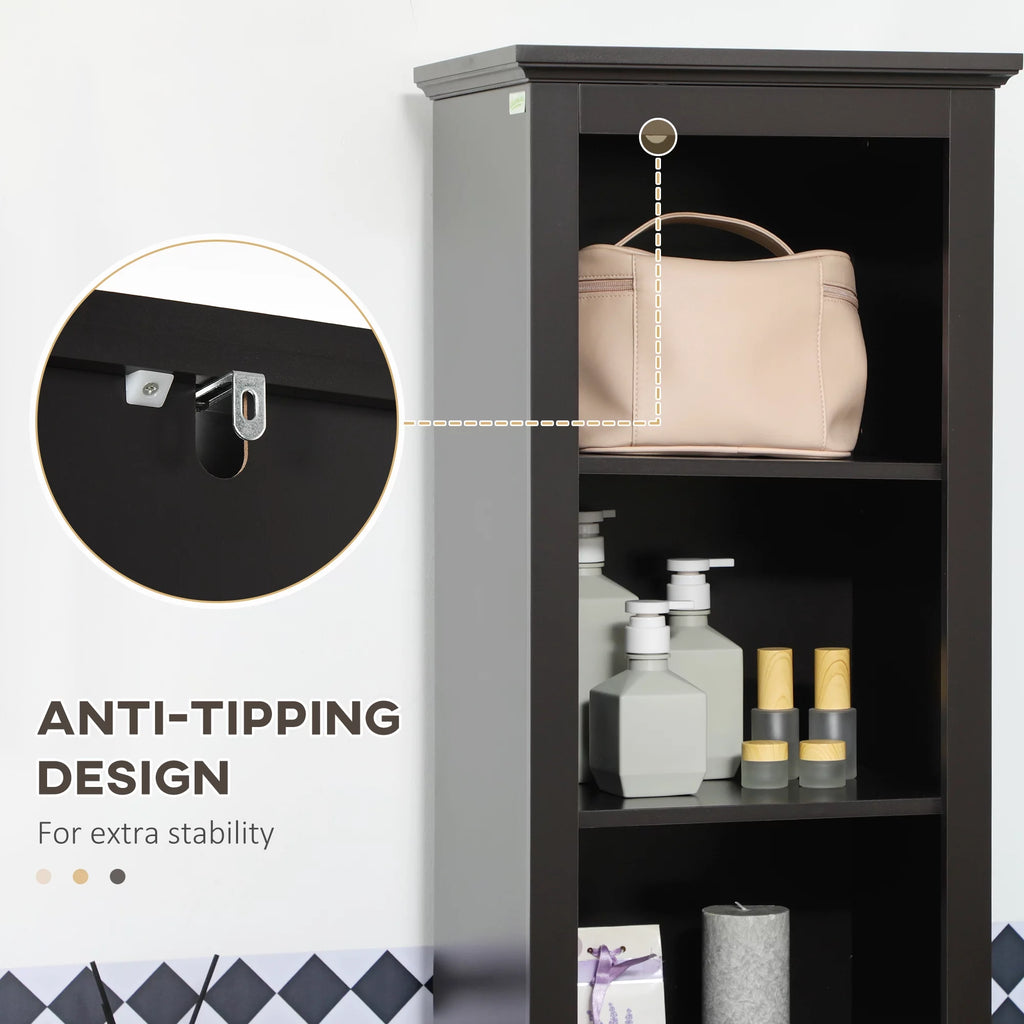 Slim Bathroom Storage Cabinet Linen Tower Brown S777