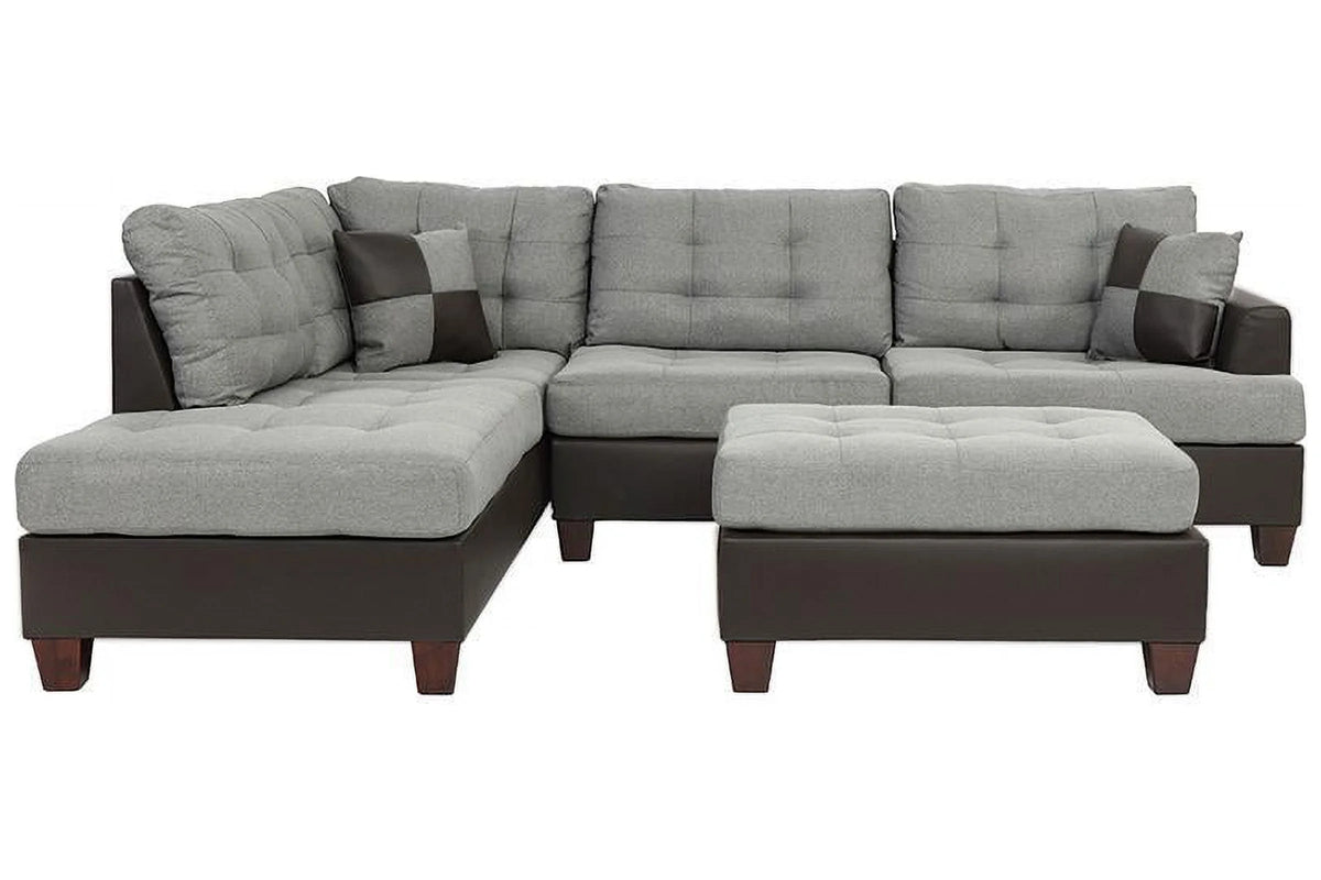 3pc Faux Leather Sectional Sofa Set Z83294