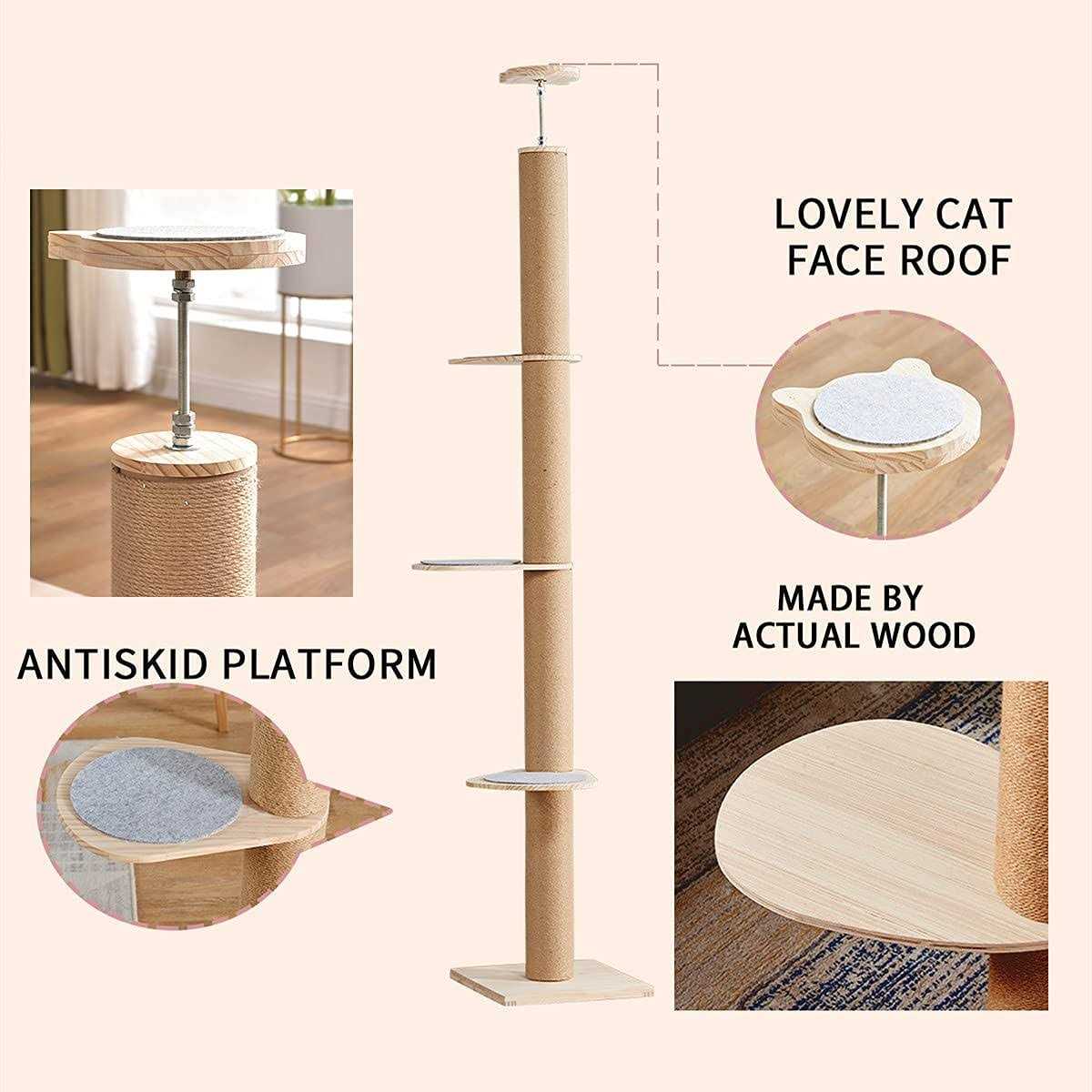 Floor-to-Ceiling Cat Tree with Sisal Rope Scratching Post L636