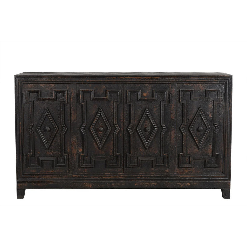 Black 4-door Solid Wood Sideboard B3797