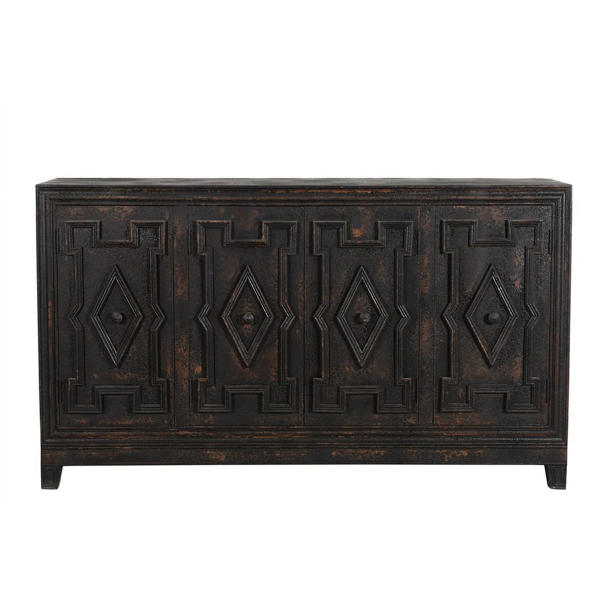 Black 4-door Solid Wood Sideboard B3797