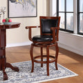 Black Cherry Wood Swivel Bar Stool with Arms V1251