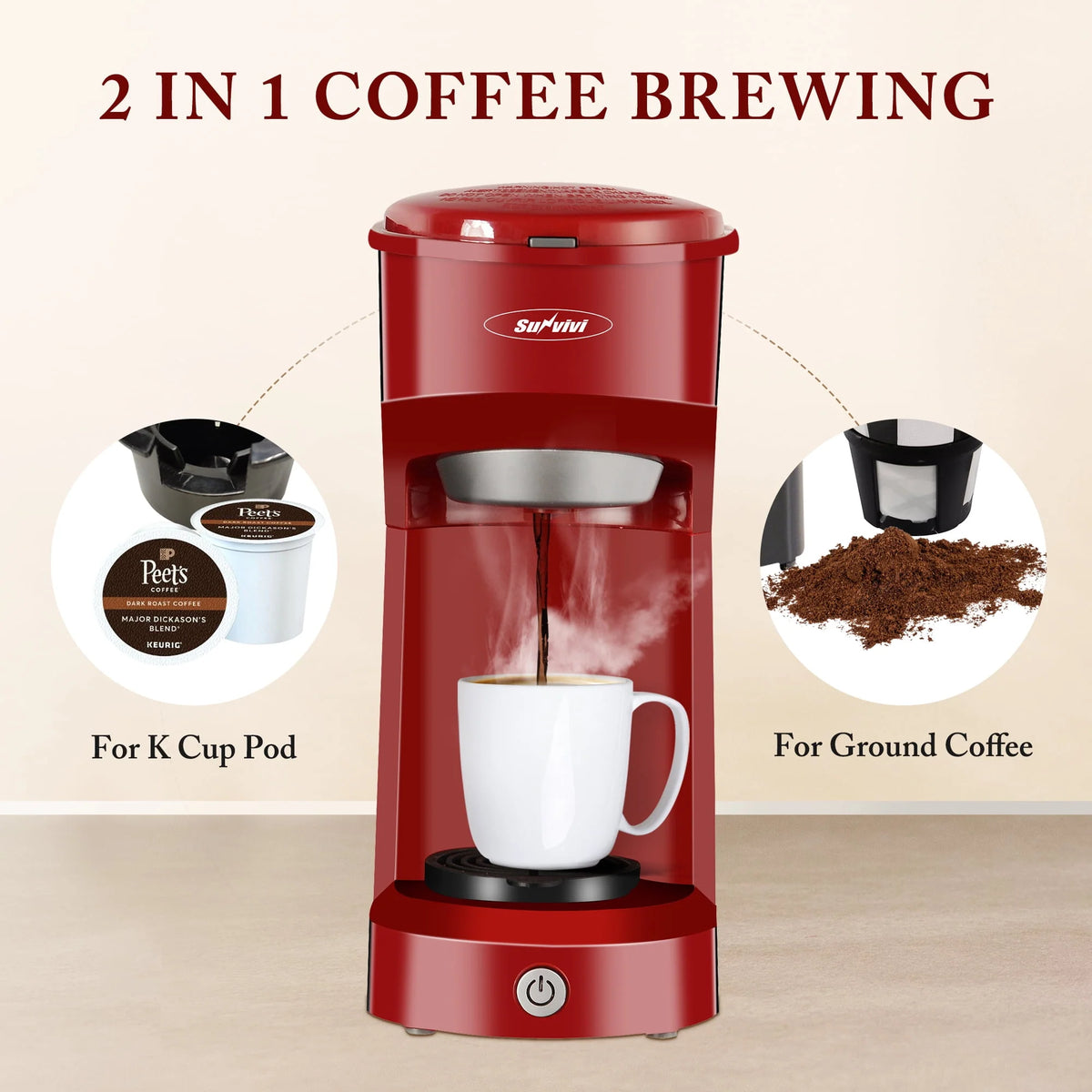 Single Serve Coffee Maker with 30 Oz Detachable Reservoir, Black O595