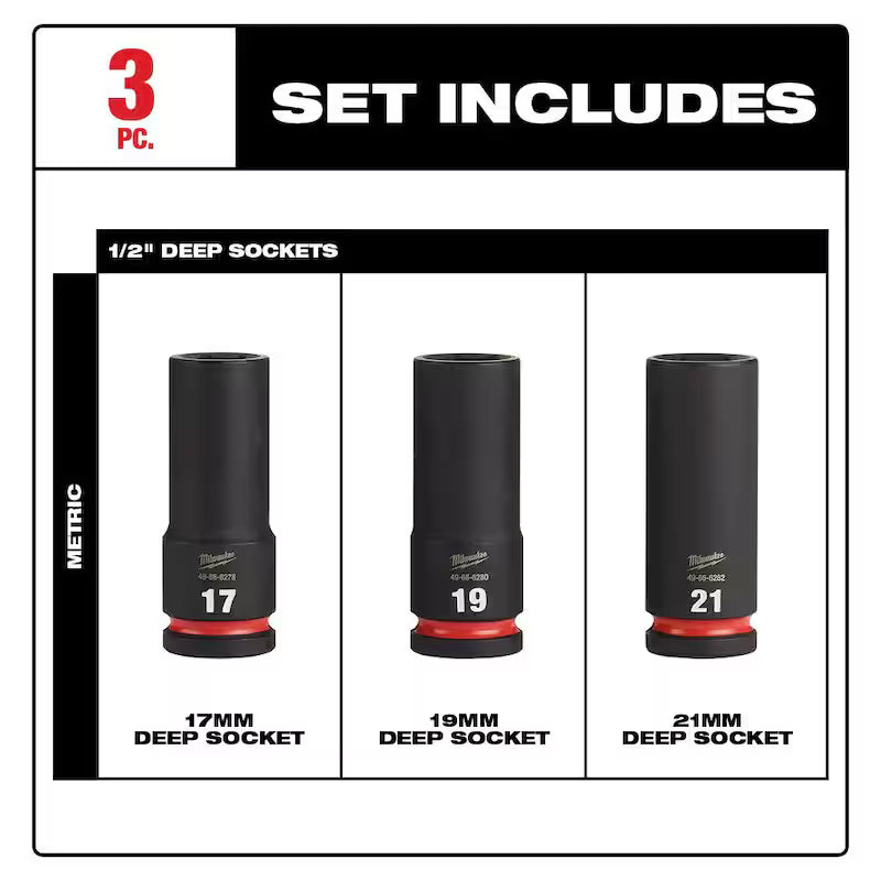 1/2 in. Drive Metric Deep Well Impact Socket Set (3-Piece) B357