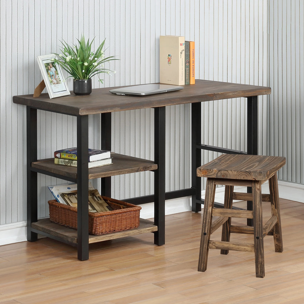 Metal and Solid Wood Desk with 2 Shelves T56983