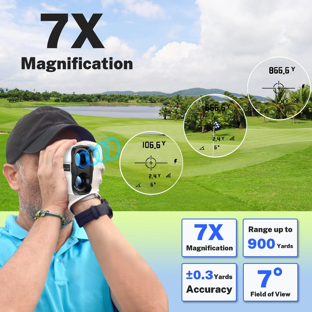 Laser Golf Rangefinder 900 Yards 7X Magnification with Slope Switch F264536