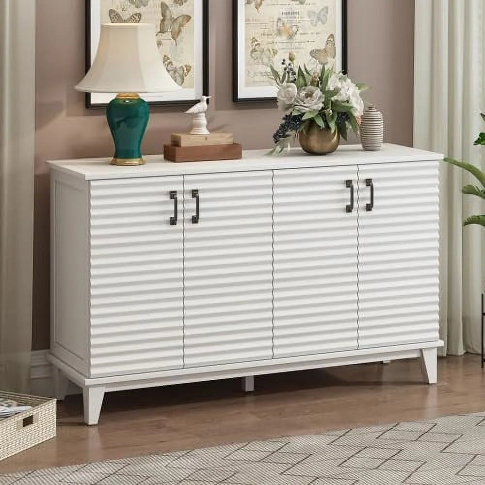 60" 4 Door Sideboard Cabinet with Marble Sticker Desktop X6485