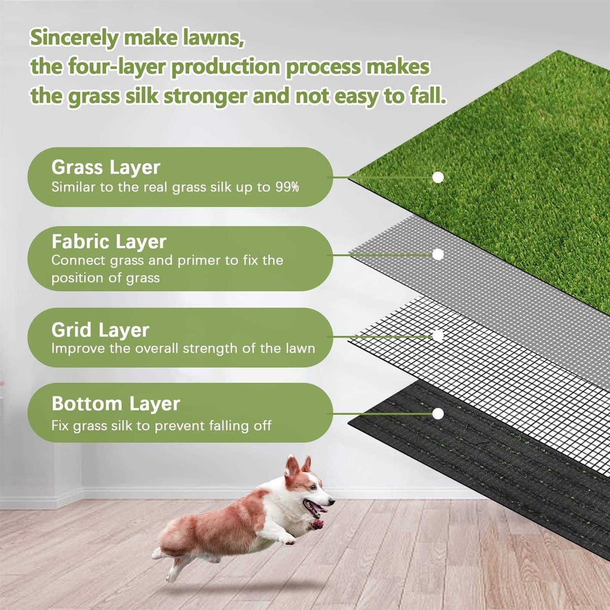 39.4 x 31.5 Inches Washable Artificial Grass Rug H938495
