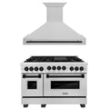 48 In. Gas Range and Range Hood in Stainless Steel with Matte Black Accents S694