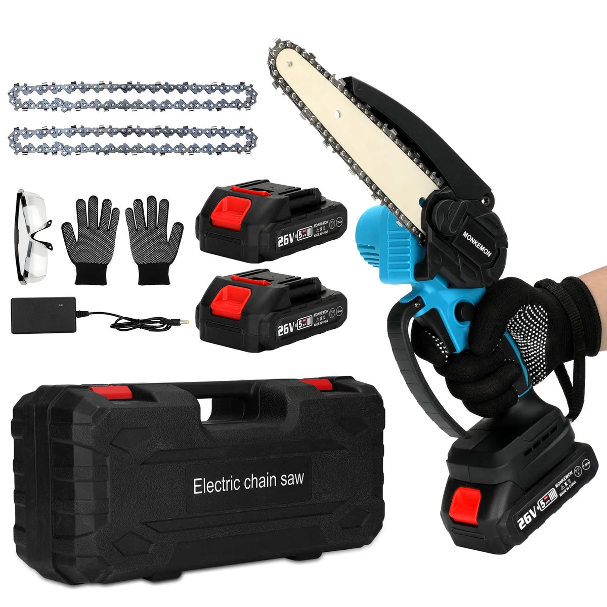 6-Inch Cordless Mini Chainsaw with 2 Batteries 2 Chains U152518