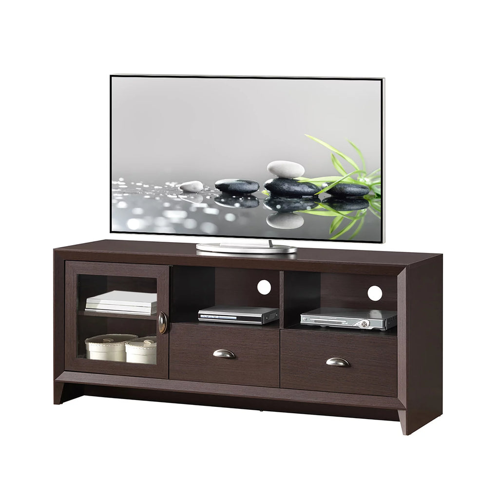 55" Modern TV Stand with Storage, Wenge Brown S8863