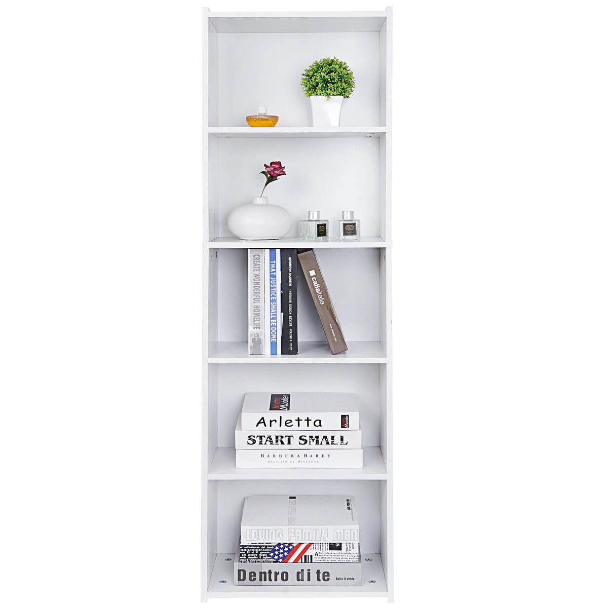 5-Tier Narrow Bookshelf with Adjustable Shelves F821755