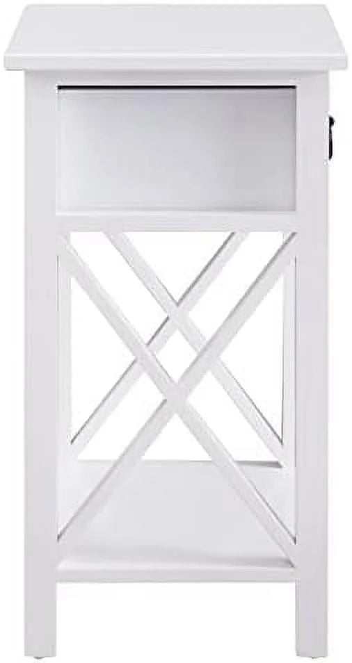 White Wood Nightstand Set of 2 O614951