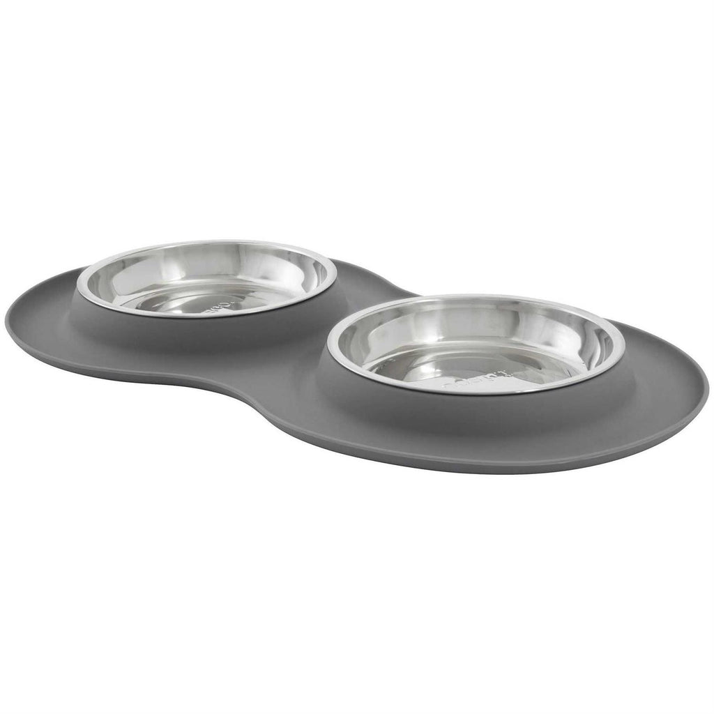 Double Stainless Steel Pet Bowl with Silicone Mat F226335