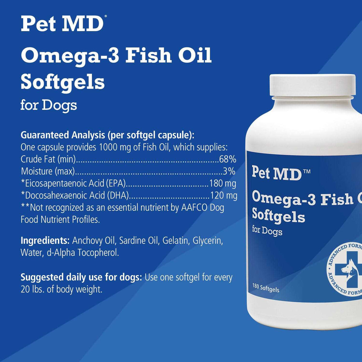 Omega-3 Fish Oil Softgels for Dogs 180 Count J12867