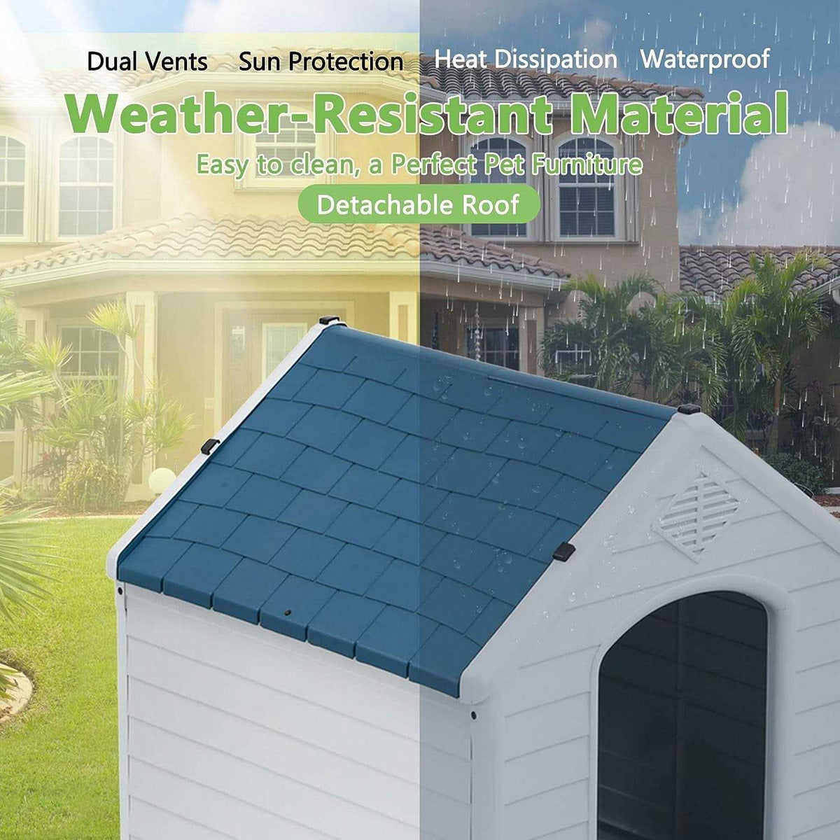 Waterproof Plastic Dog House with Vent and Raised Floor Q248528