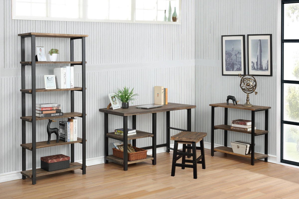 Metal and Solid Wood Desk with 2 Shelves T56983
