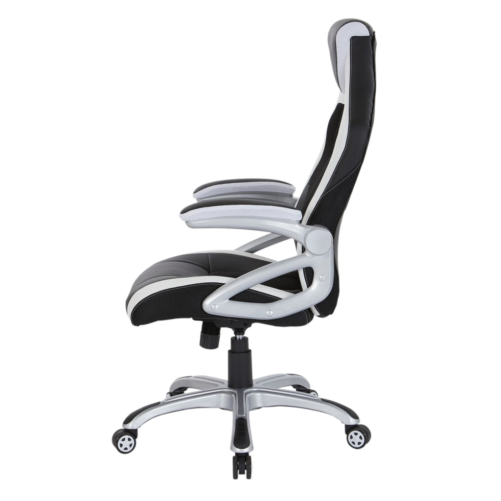 Black Chair with White Trim and Silver Base H53392