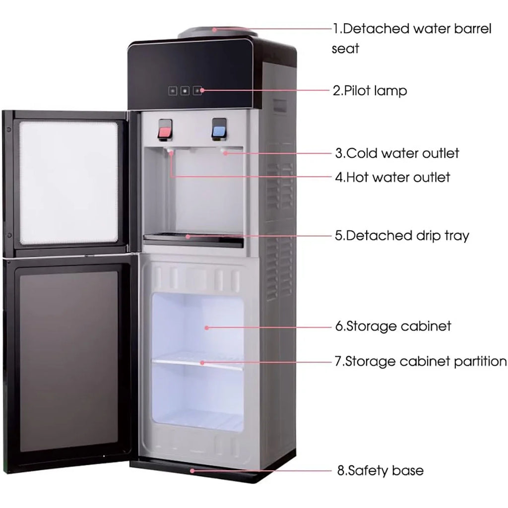 Top-Loading Hot & Cold Water Dispenser with Storage Cabinet Y258
