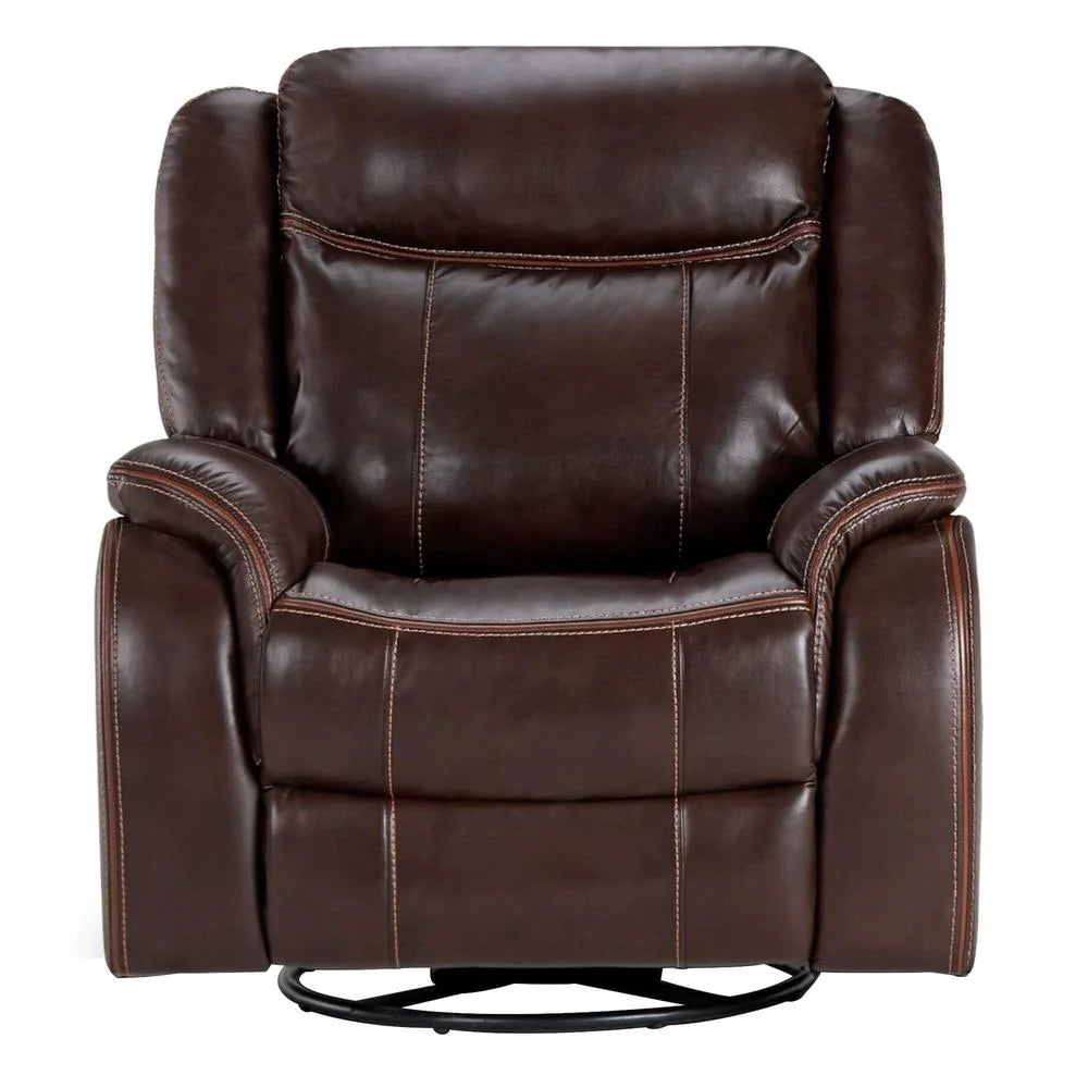 Brown Faux Leather Reclining Swivel Chair J295734