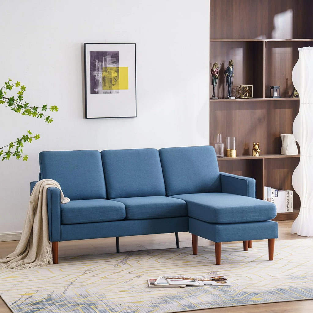 L Shaped Linen Fabric Convertible Sectional Sofa I922861