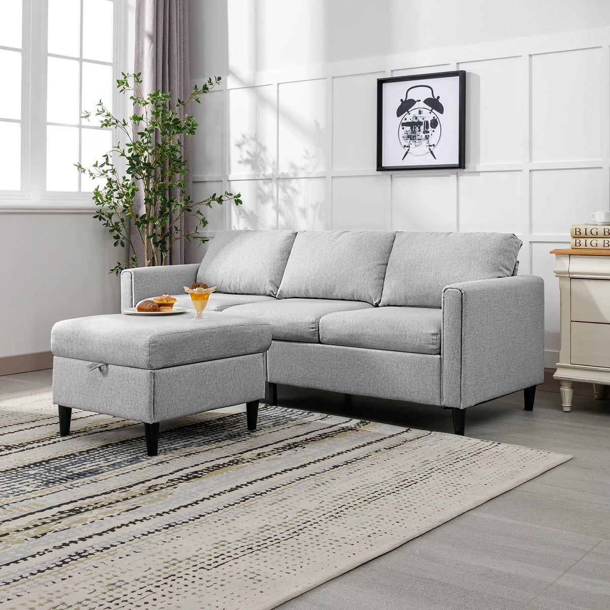 Small Sectional Sofa with Movable Storage Ottoman S643877