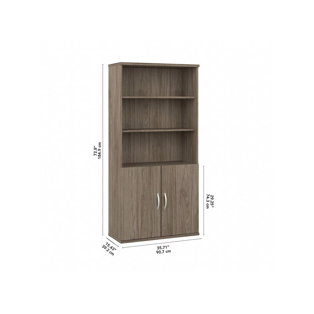 Tall 5 Shelf Bookcase with Doors H405