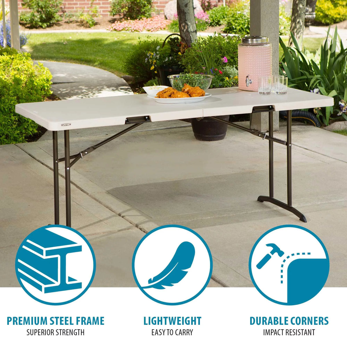 6 Foot Rectangle Fold-in-Half Table A8911