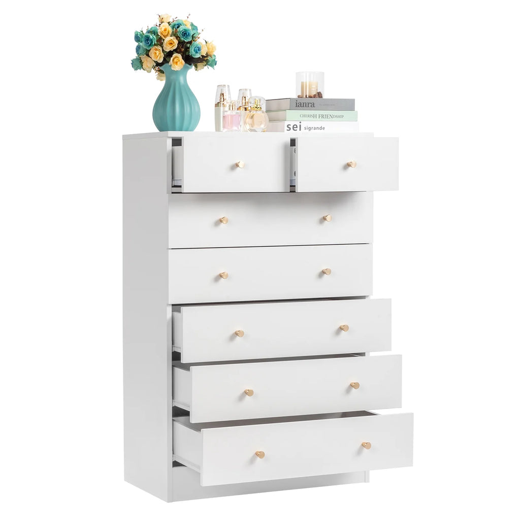 White 7 Drawer Wood Dresser U1757
