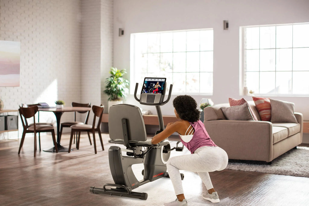 Recumbent Exercise Bike with Display, Tablet Holder, and Fan J328713