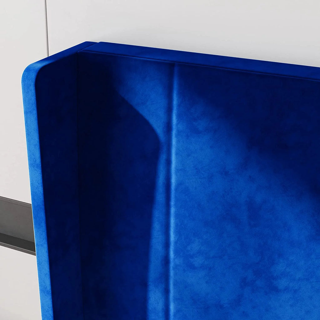 Navy Blue Velvet Upholstered Platform Bed Full R486