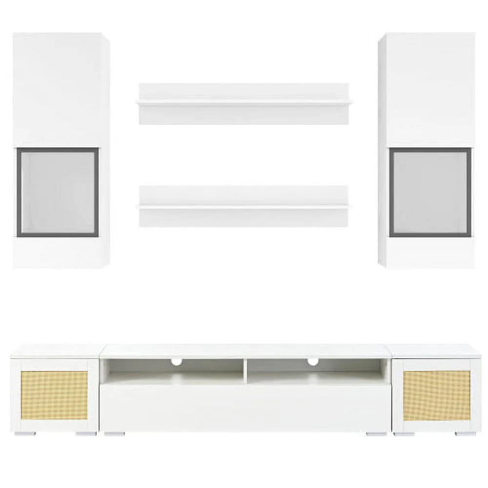 Rattan Style 7 Pieces Floating TV Console Table O89224