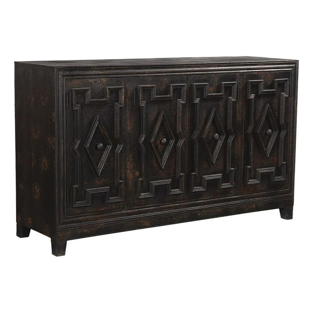 Black 4-door Solid Wood Sideboard B3797