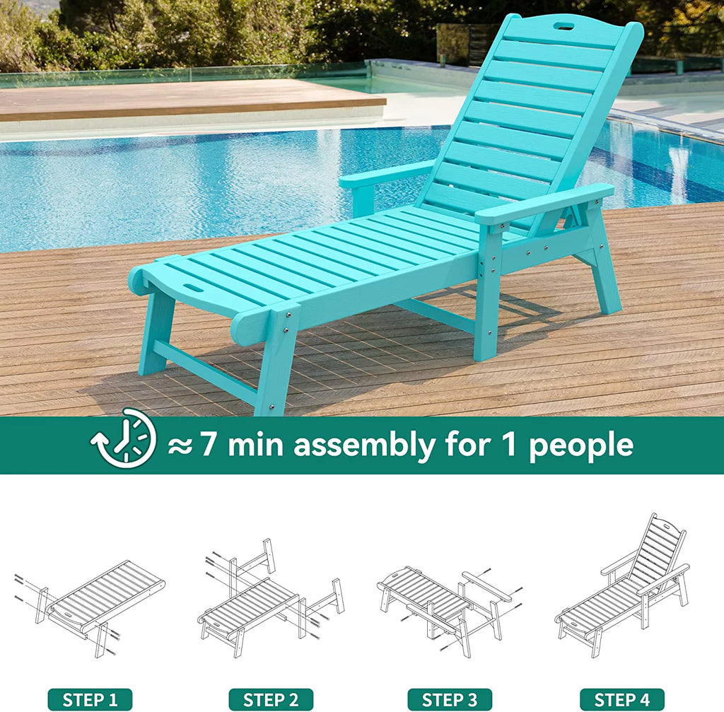 Blue Adjustable Resin Chaise Lounge Chair S928298