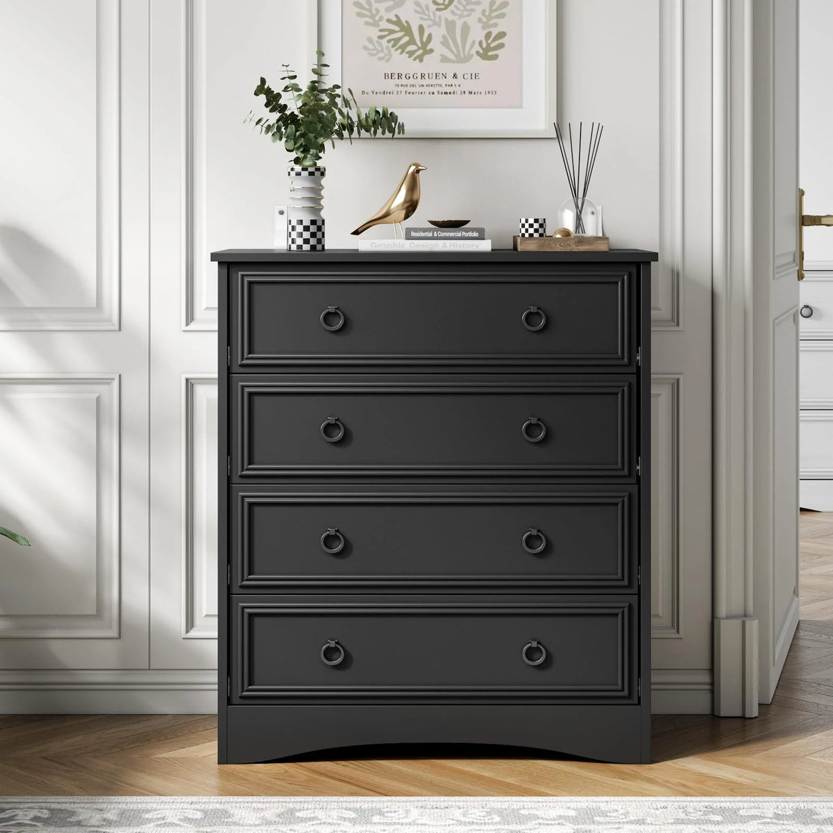 4 Drawer Gray Wood Dresser K860
