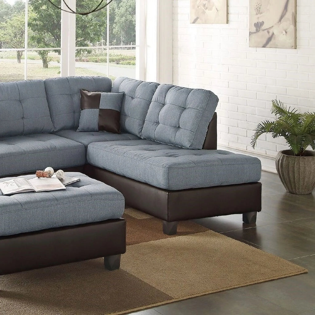 3pc Faux Leather Sectional Sofa Set Z83294
