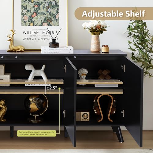 Walnut 3 Door Fluted Sideboard Buffet Cabinet J6118