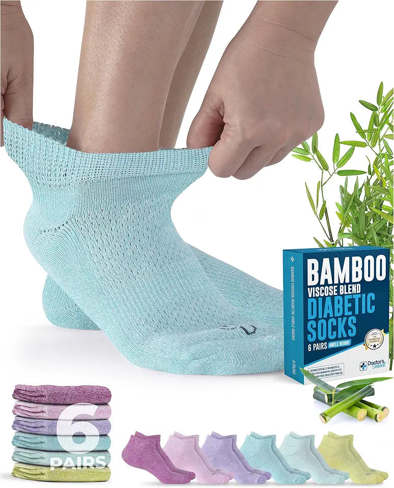 Viscose Bamboo Ankle Diabetic Socks 6 Pairs T79286