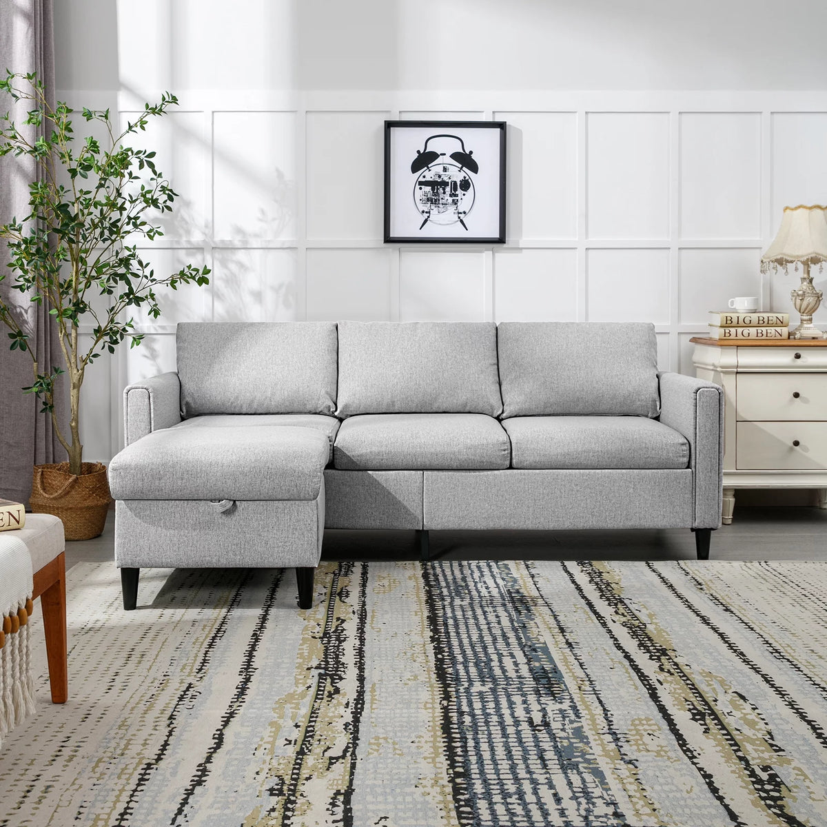 Small Sectional Sofa with Movable Storage Ottoman S643877