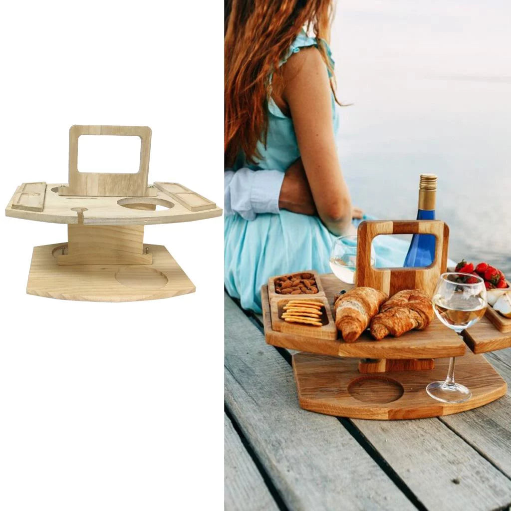 Portable Outdoor Picnic Table with Glass Holder Q814