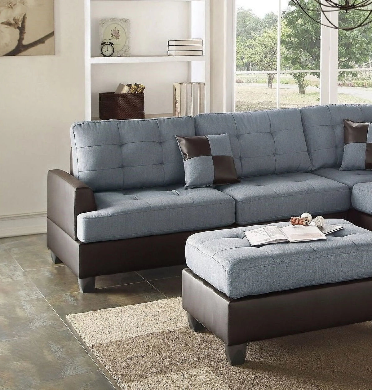 3pc Faux Leather Sectional Sofa Set Z83294